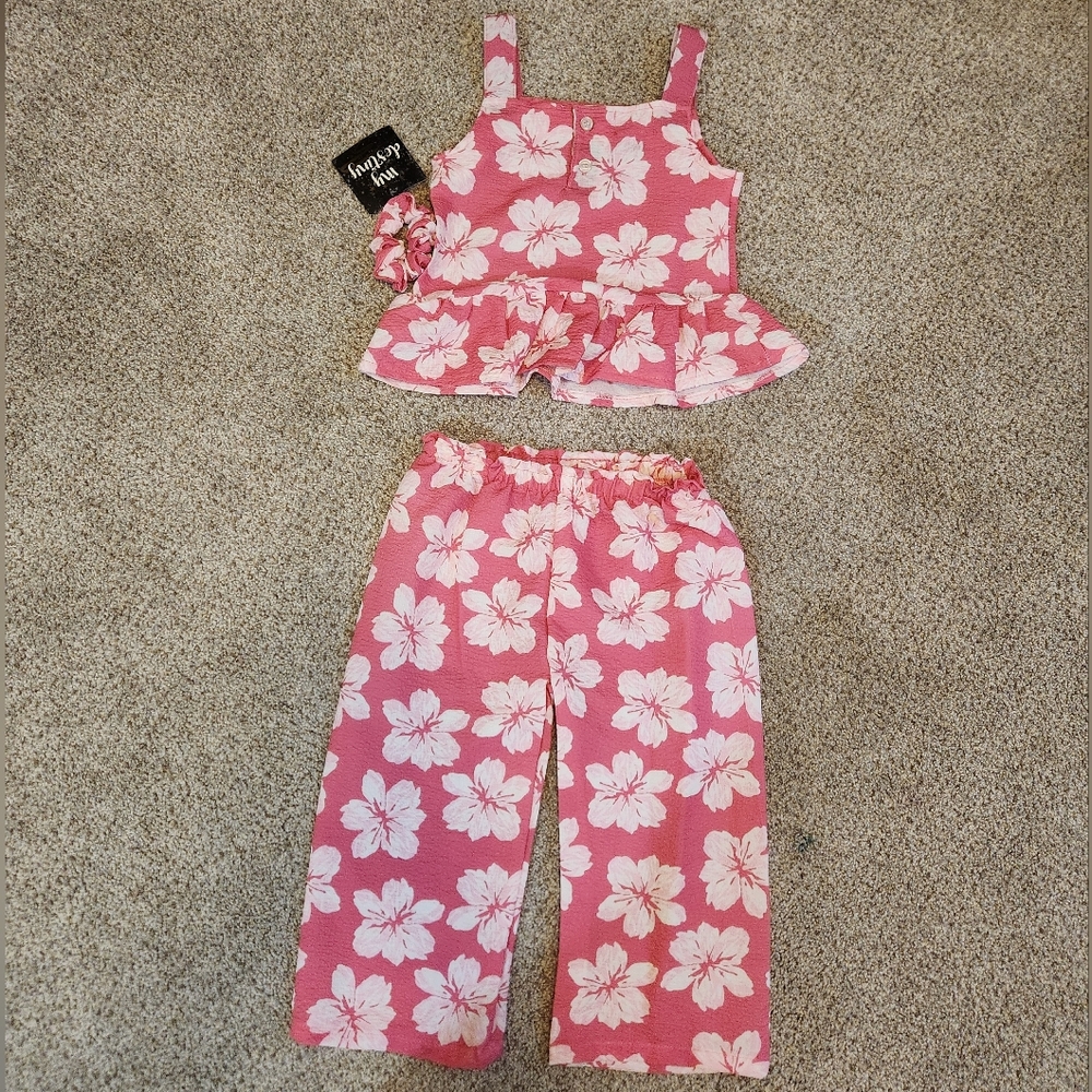 Pink Floral Two-Piece Outfit